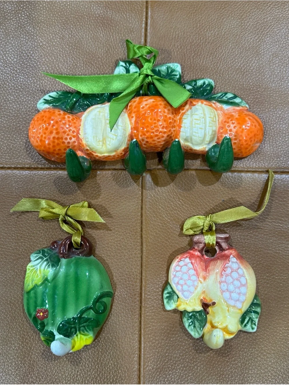 Vintage Fruit & Vegetable Wall Hooks Set of 3 Ceramic Kitchen Decor Cottagecore